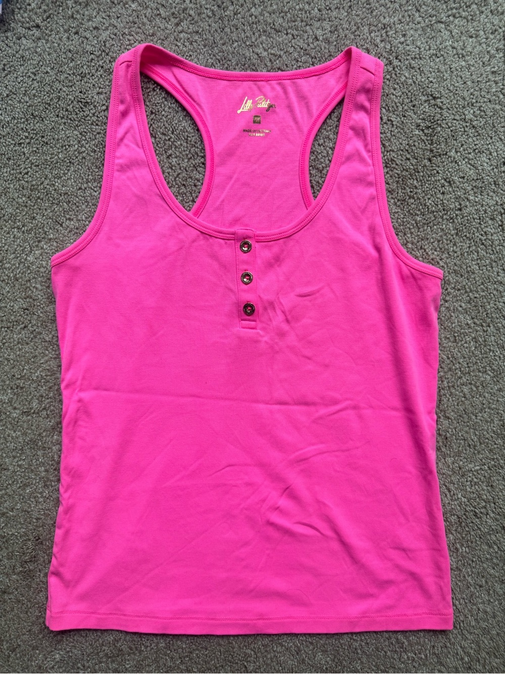 Medium Pink Racerback Henley Tank Top by Lilly Pulitzer